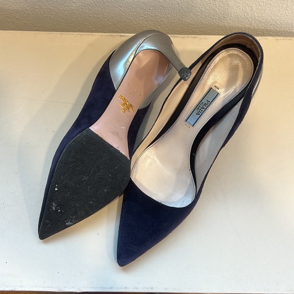 Prada Navi Blue & Silver Pumps - Picture 3 of 8